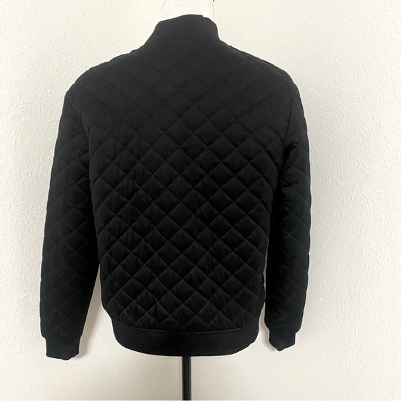 Zara Black Diamond Quilted Bomber Jacket with Pockets Full Zip Unique Y2K EUC - Picture 5 of 13